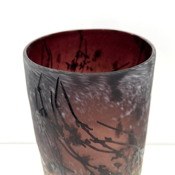 Acid Etched Purple Cameo Glass Baluster Vase - Picture 2 of 7